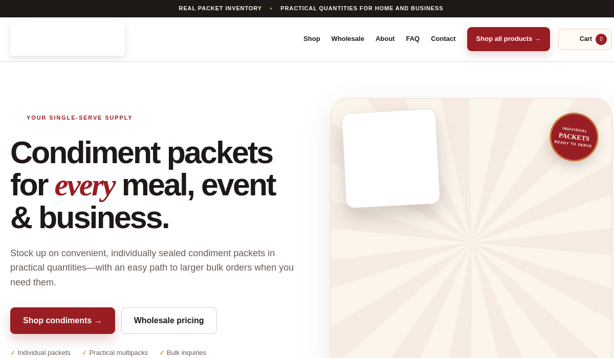 Condiment King website homepage